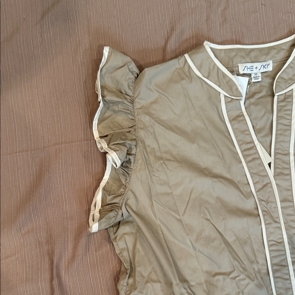 She + Sky Ruffle Sleeve Dress - Tan - Picture 3 of 10